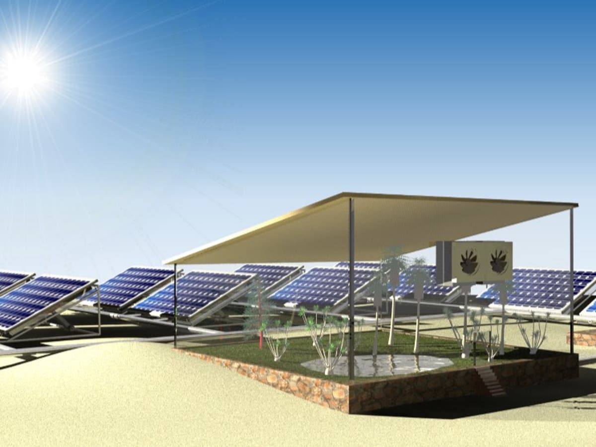Solar panels used to &lsquo;make water out of air&rsquo; and grow crops in desert