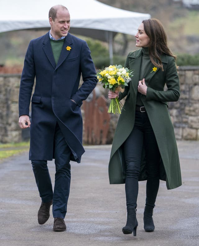 The Duke and Duchess of Cambridge at the Blaenavon Heritage Centre in Blaenavon during a visit Abergavenny and Blaenavon in Wales (Arthur Edwards/The Sun/PA)