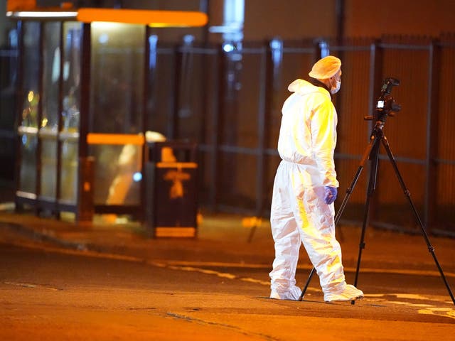 <p>Forensic investigators at the scene in Toxteth</p>