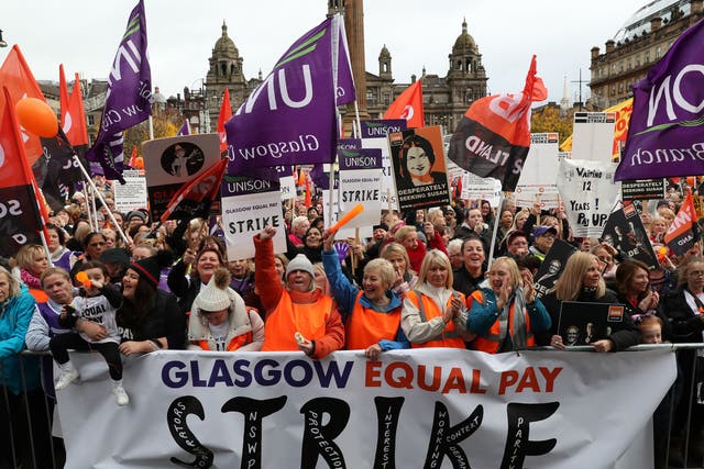 Glasgow could see more strikes in an equal pay dispute (Andrew Milligan/PA)