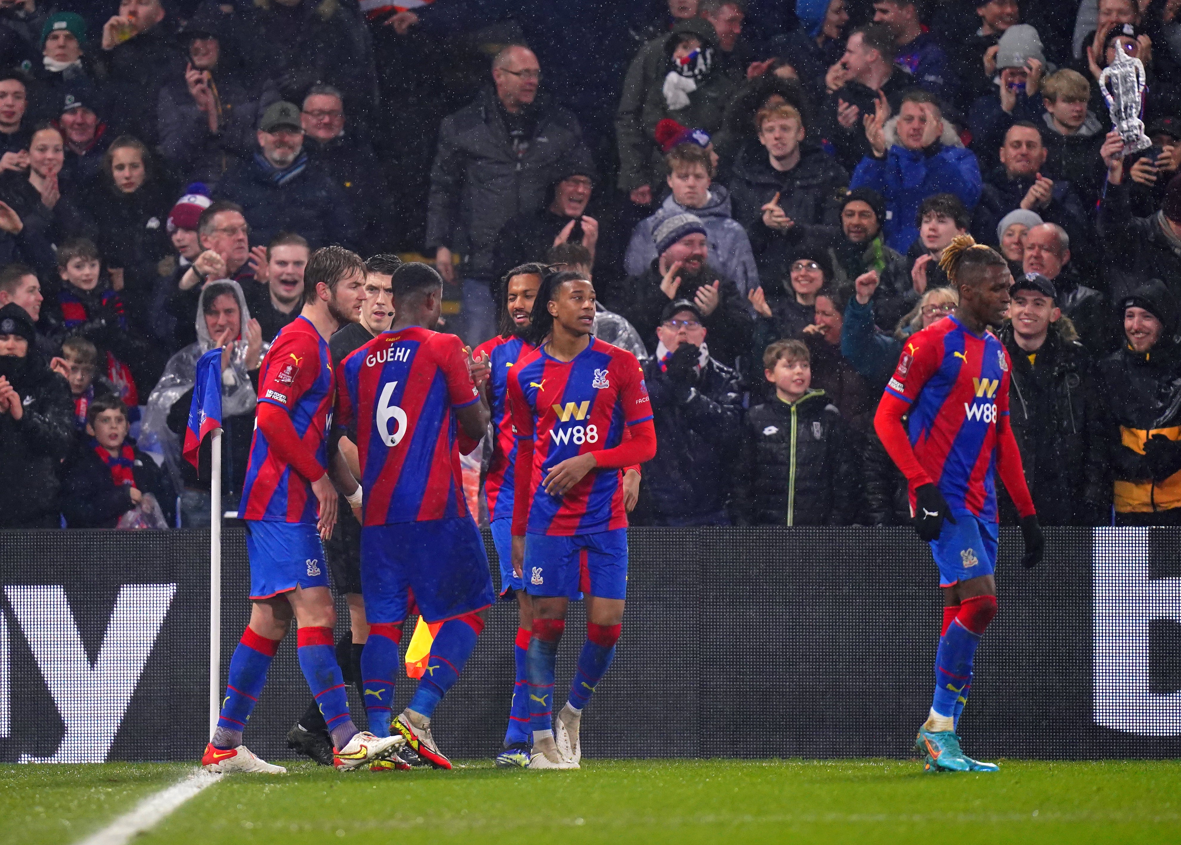 Crystal Palace’s Jairo Riedewald celebrates after scoring the winner against Stoke (Adam Davy/PA)