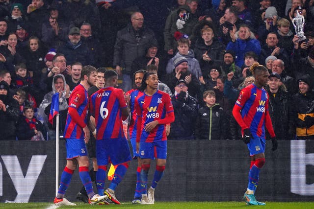 Crystal Palace’s Jairo Riedewald celebrates after scoring the winner against Stoke (Adam Davy/PA)