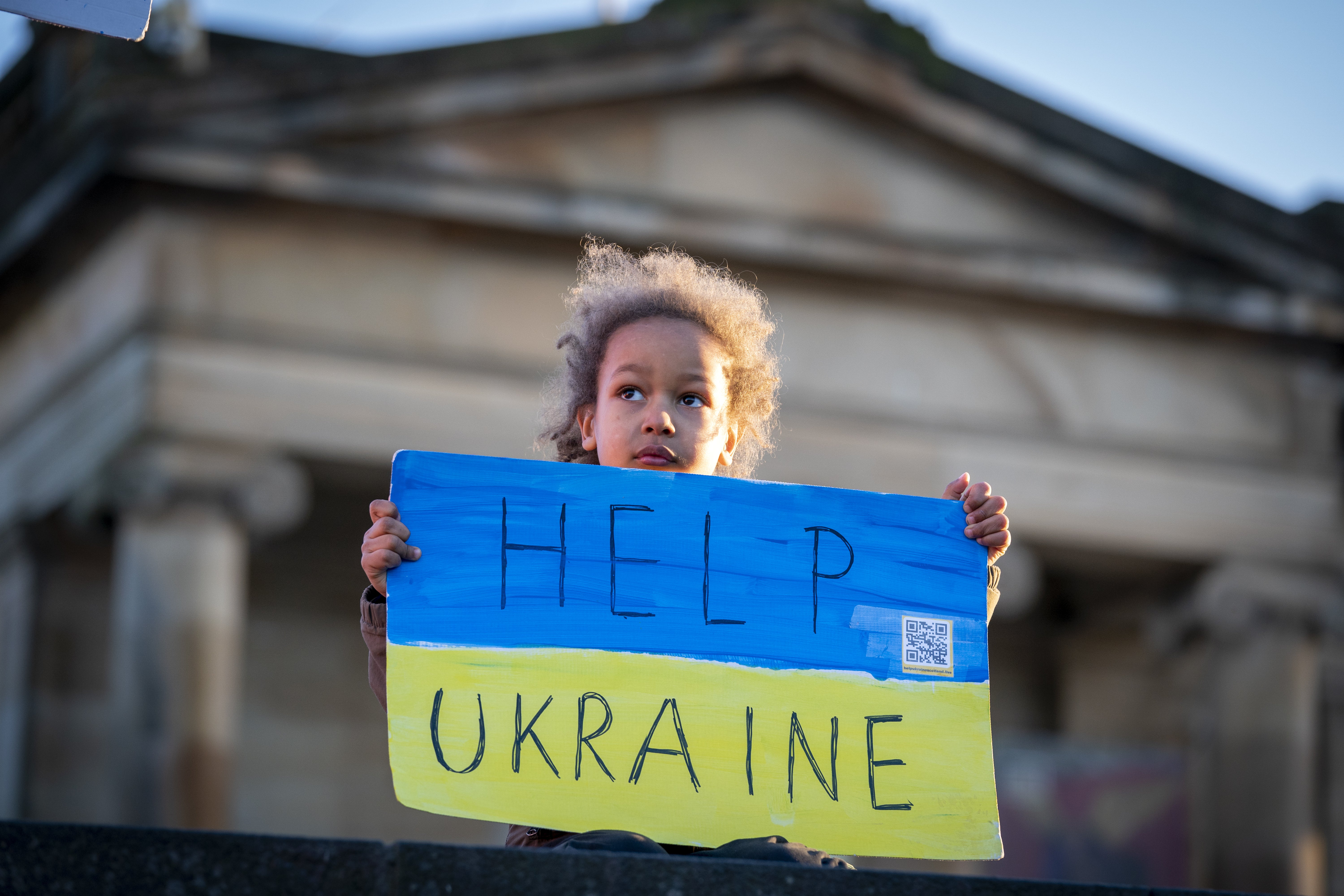 Many have gathered for vigils in solidarity with Ukraine, such as in Edinburgh, Scotland (PA)