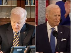  Joe Biden swaps symbolic yellow and blue Ukraine coloured tie for State of the Union 