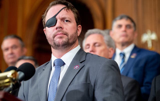 <p>Rep Dan Crenshaw speaks at a press conference in the House of Representatives </p>