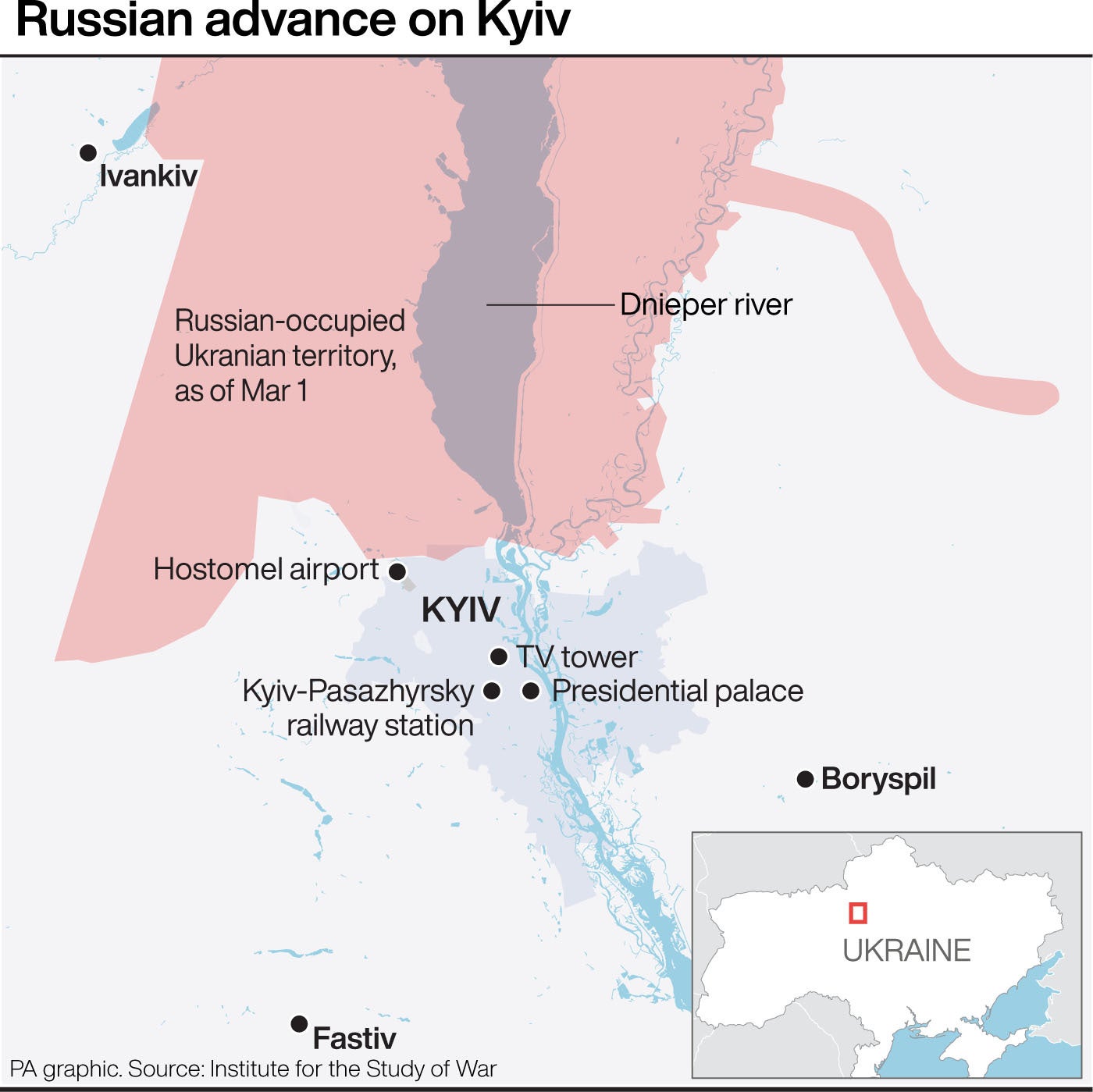 Russian advance on Kyiv (PA Graphics)