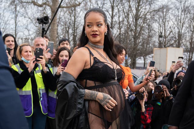 <p>Rihanna wore a sheer chemise with matching lacy underwear</p>