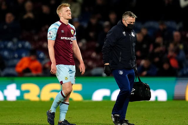 Ben Mee was forced off with injury on Tuesday night (Martin Rickett/PA)