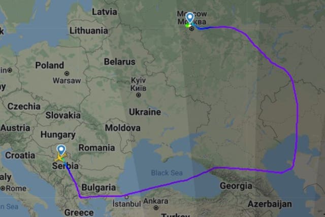 <p>Flight SU2091 took a circuitous route from Belgrade to Moscow</p>