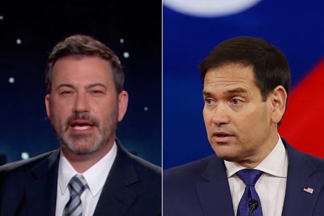 <p>Jimmy Kimmel and Marco Rubio</p>
