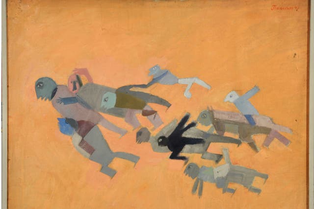 <p>Franciszka Themerson, Eleven Persons and One Donkey Moving Forwards, 1947</p>