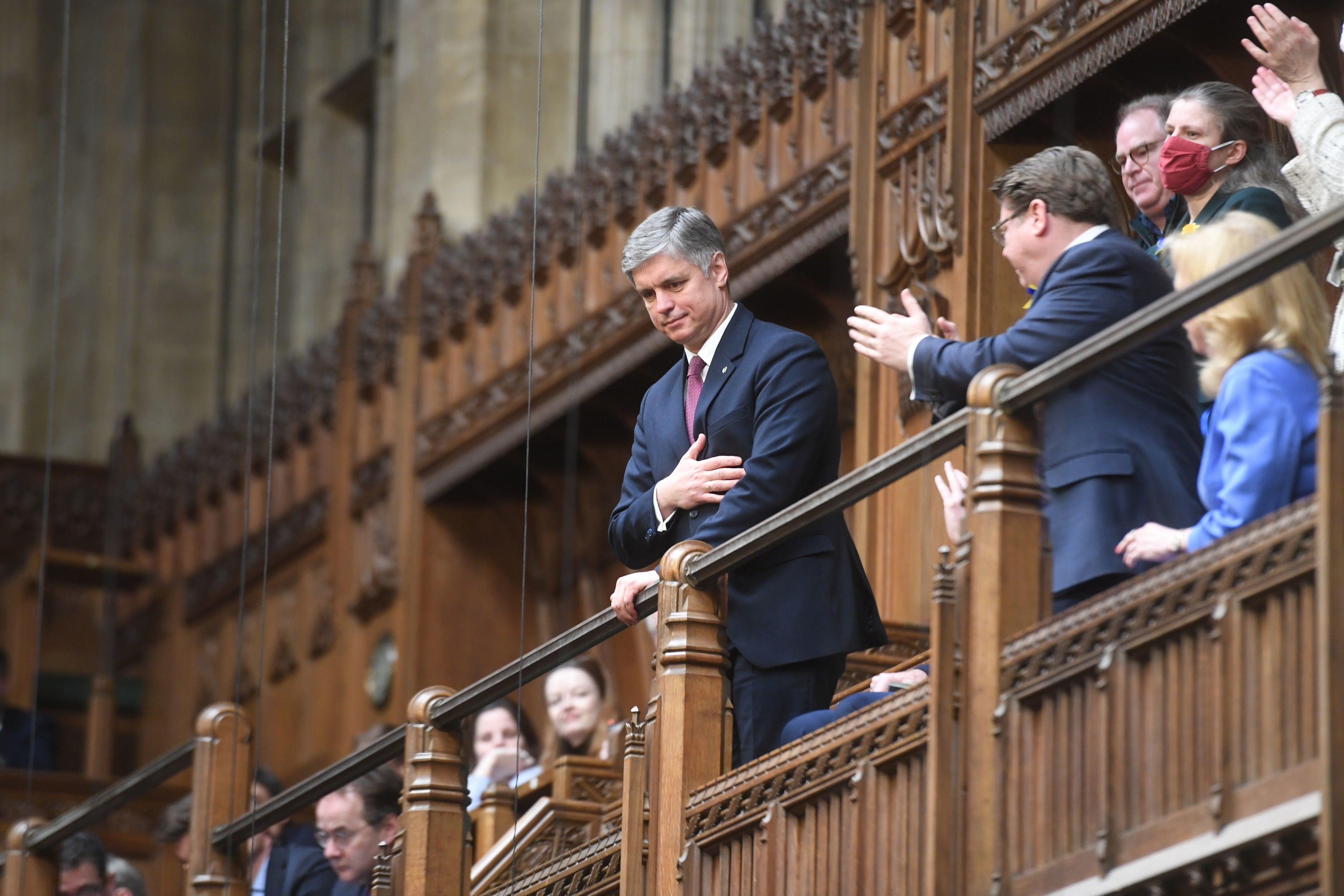 Ukraine’s ambassador to the UK Vadym Prystaiko in the Commons public gallery