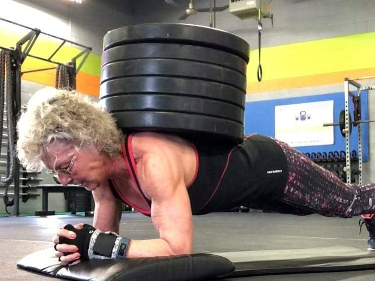 Weightlifting grandmother trains in the gym more than 16 hours a week