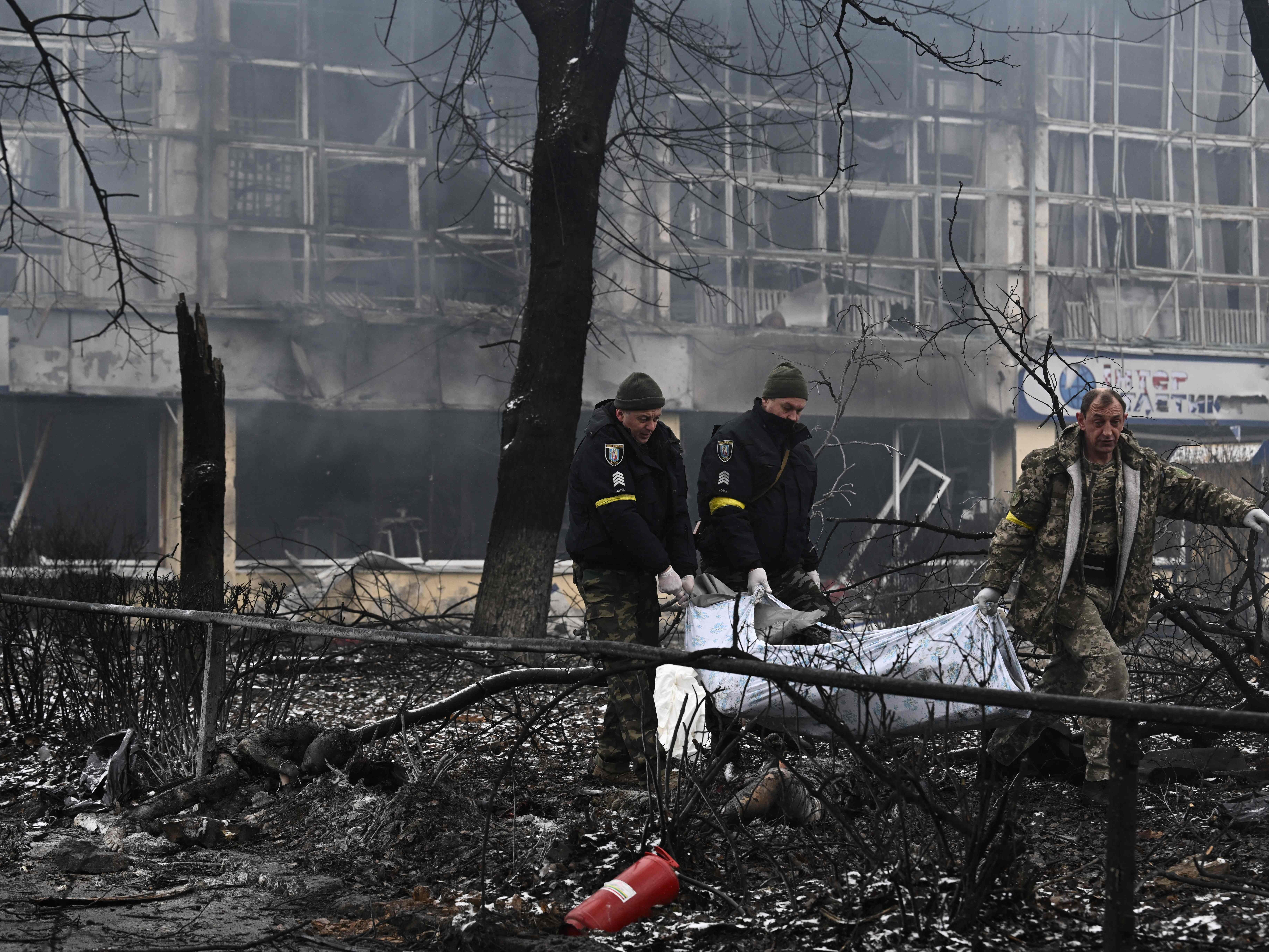 Several people died when an air strike hit Kyiv’s main television tower