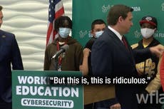 ‘This is ridiculous’: DeSantis caught on camera berating teens for wearing masks