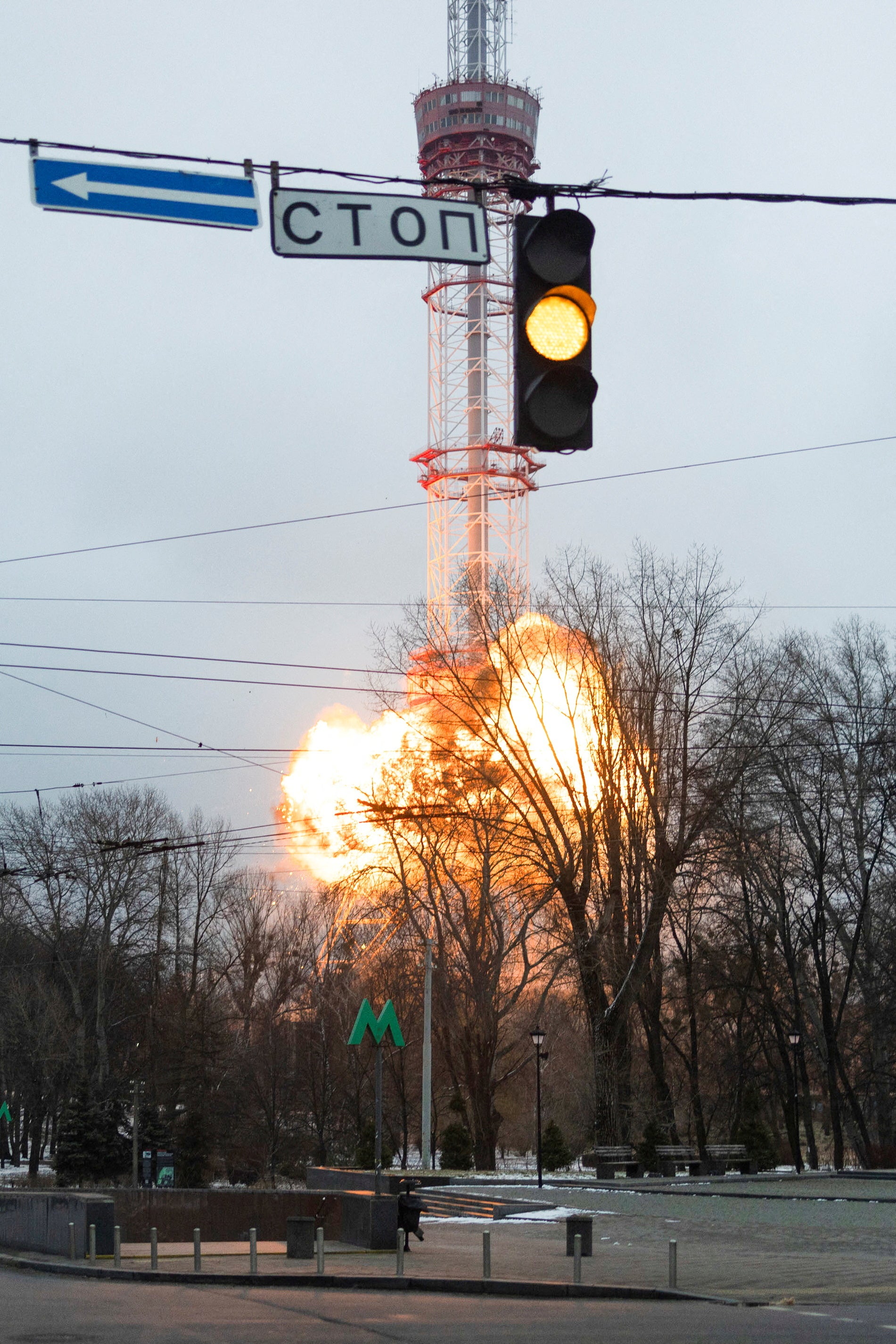 A blast by Kyiv’s TV tower hit a nearby holocaust memorial on March 1.