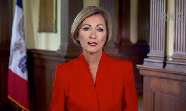 <p>Kim Reynolds during her virtual address to the 2020 GOP convention</p>