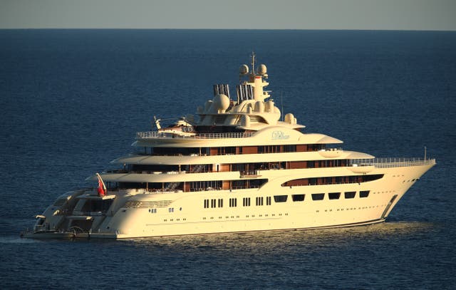<p>File: The worlds biggest yacht ‘Dilbar’ sails by the Monte Carlo Country Club </p>