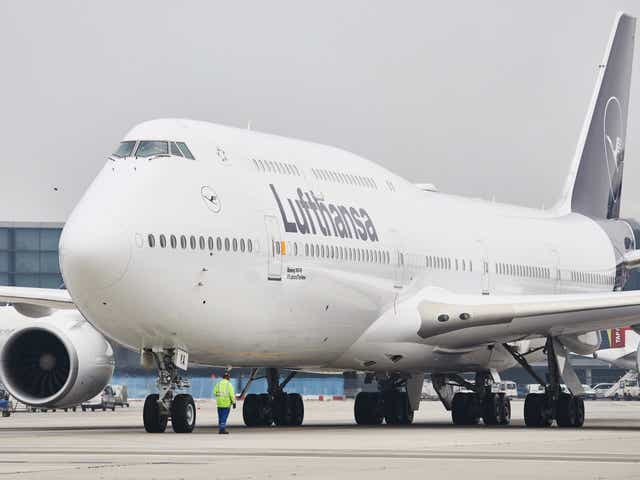<p>A Lufthansa jet </p>