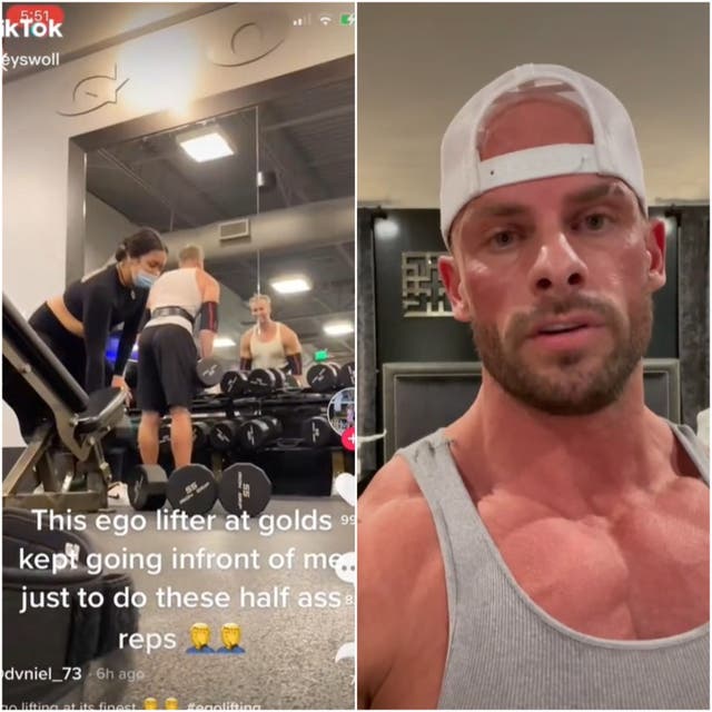 <p>Personal trainer Joey Swoll says the man is completing a set of ‘partials’ </p>