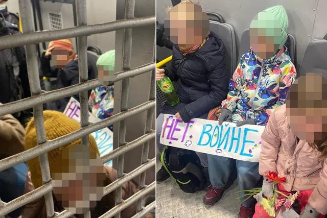 Según los informes, cinco niños fueron arrestados en Moscú con sus madres después de llevar flores y carteles contra la guerra a la embajada de Ucrania.