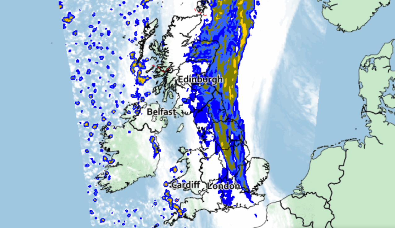 There will be showers and rain across swathes of the country on Friday [graphic shows 6am Friday 4 March]