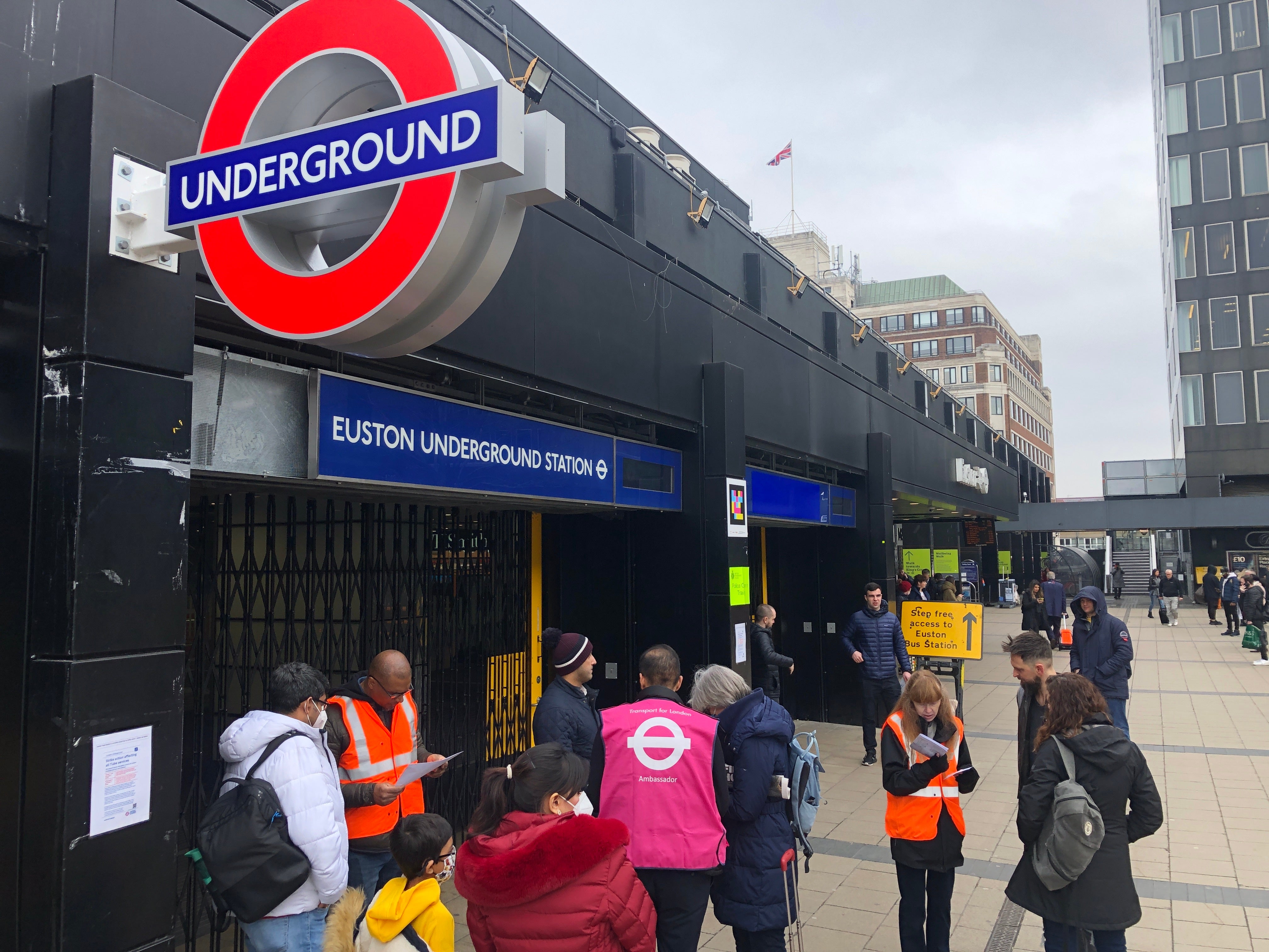 Passengers at Euston Underground station in London