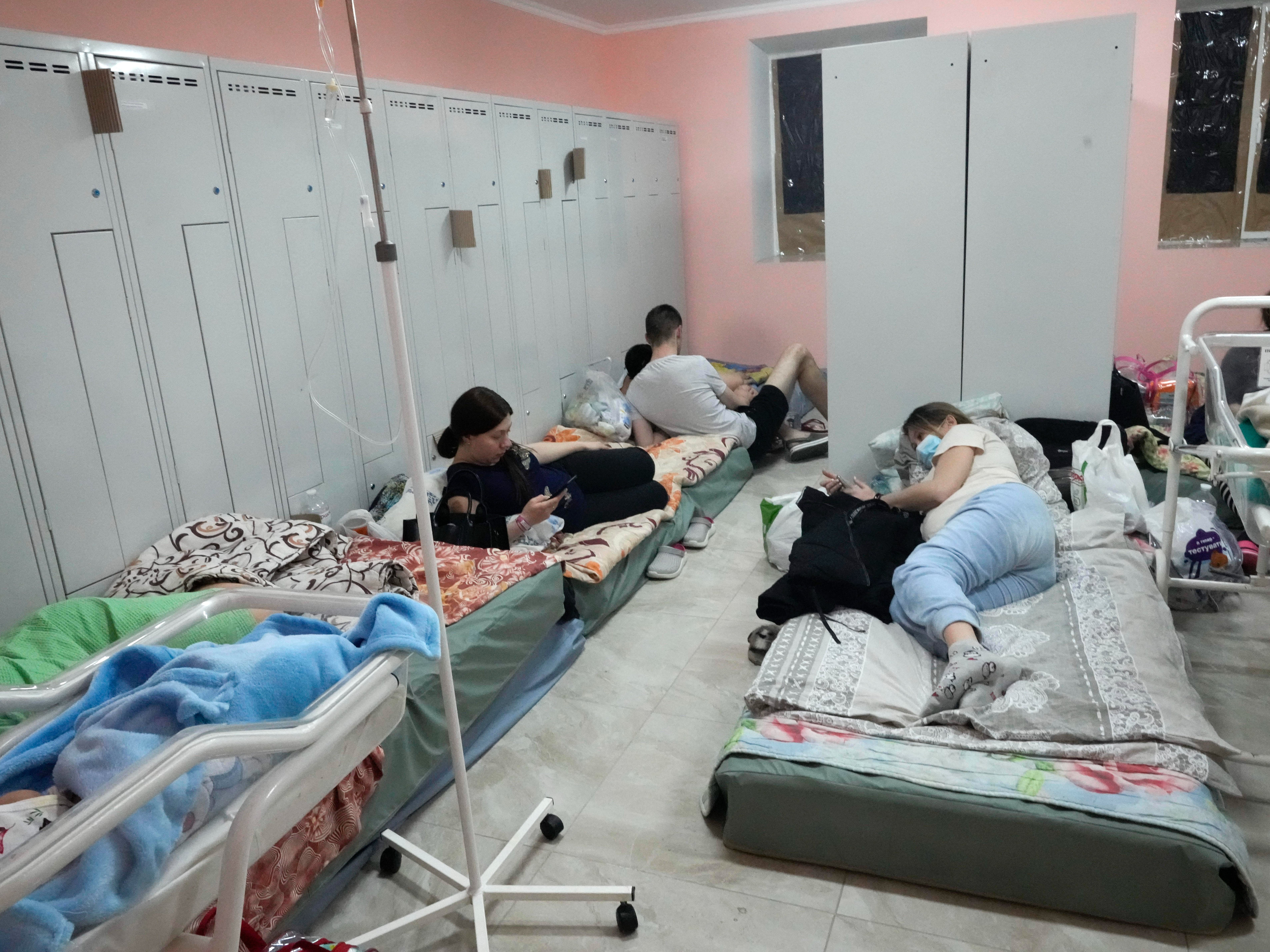 Pregnant women and newborn babies in the basement of a maternity hospital in Kyiv
