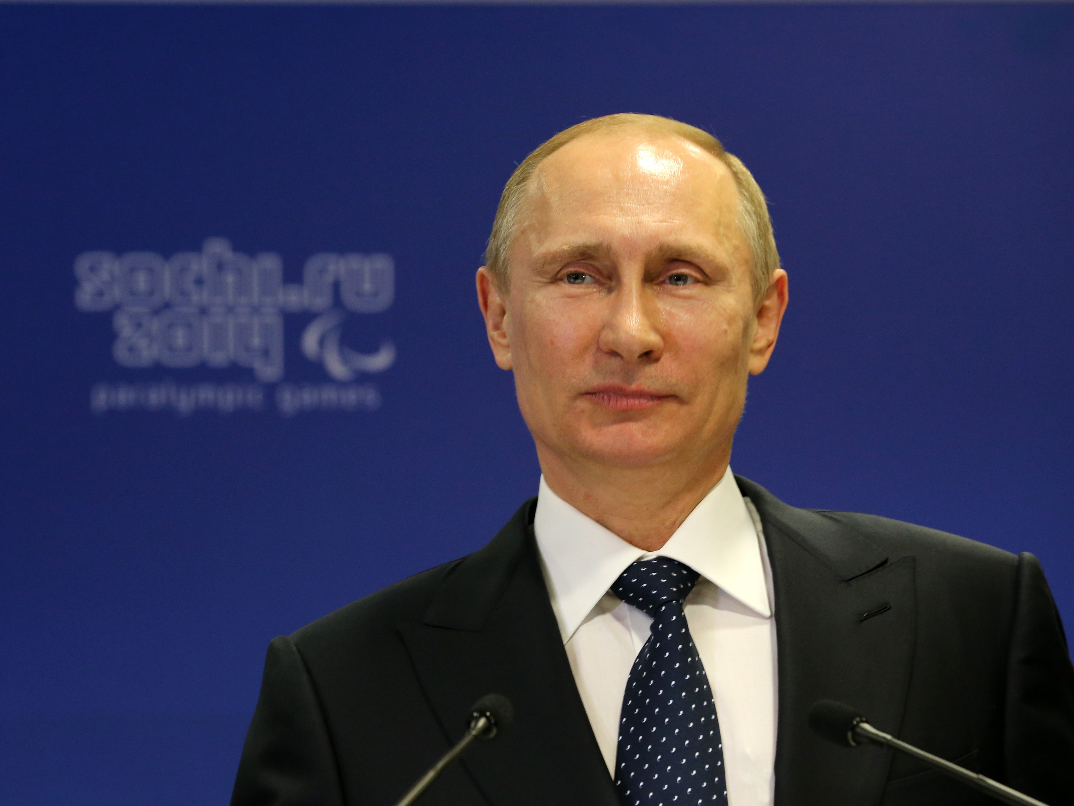 Vladimir Putin speaks prior to the opening of the 2014 Paralympic Games