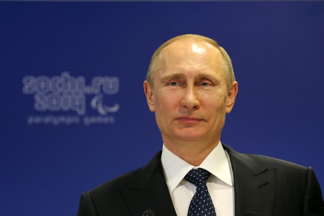 <p>Vladimir Putin speaks prior to the opening of the 2014 Paralympic Games</p>