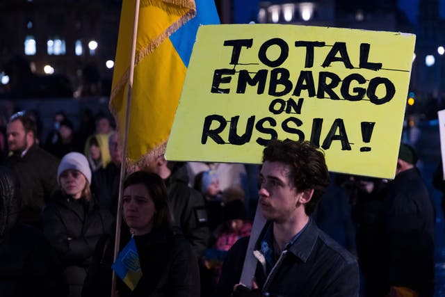 <p>En todo el mundo ha habido protestas en apoyo a Ucrania </p>