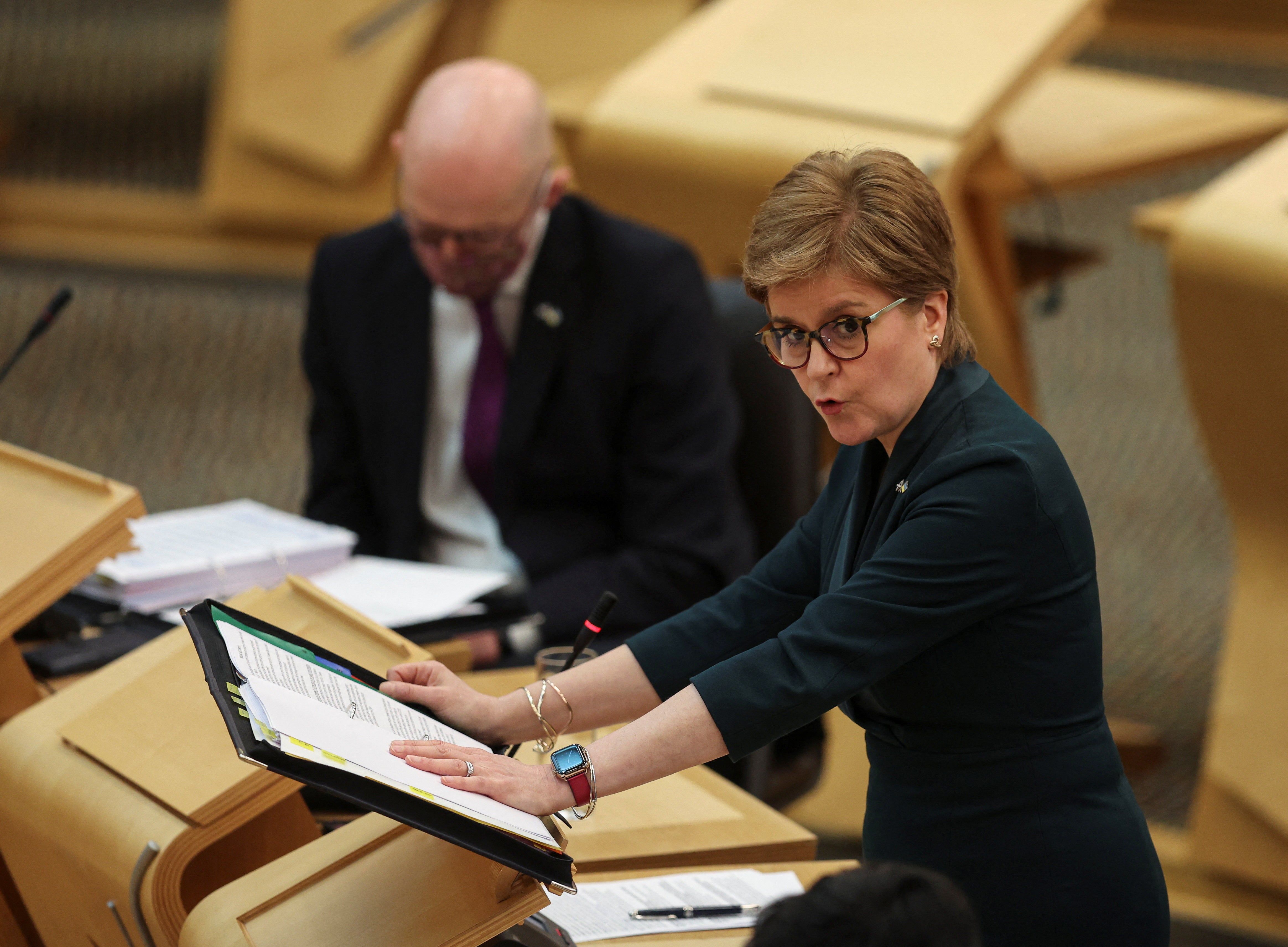First Minister Nicola Sturgeon said she is taking advice on the ‘maximum possible action’ Scotland can take against those with links to Russia (Russell Cheyne/PA)
