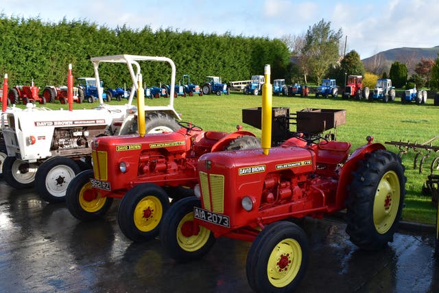 Some of the tractors which are to be sold at auction at Mullaghbawn, Newry, Northern Ireland. (Cheffins/ PA)