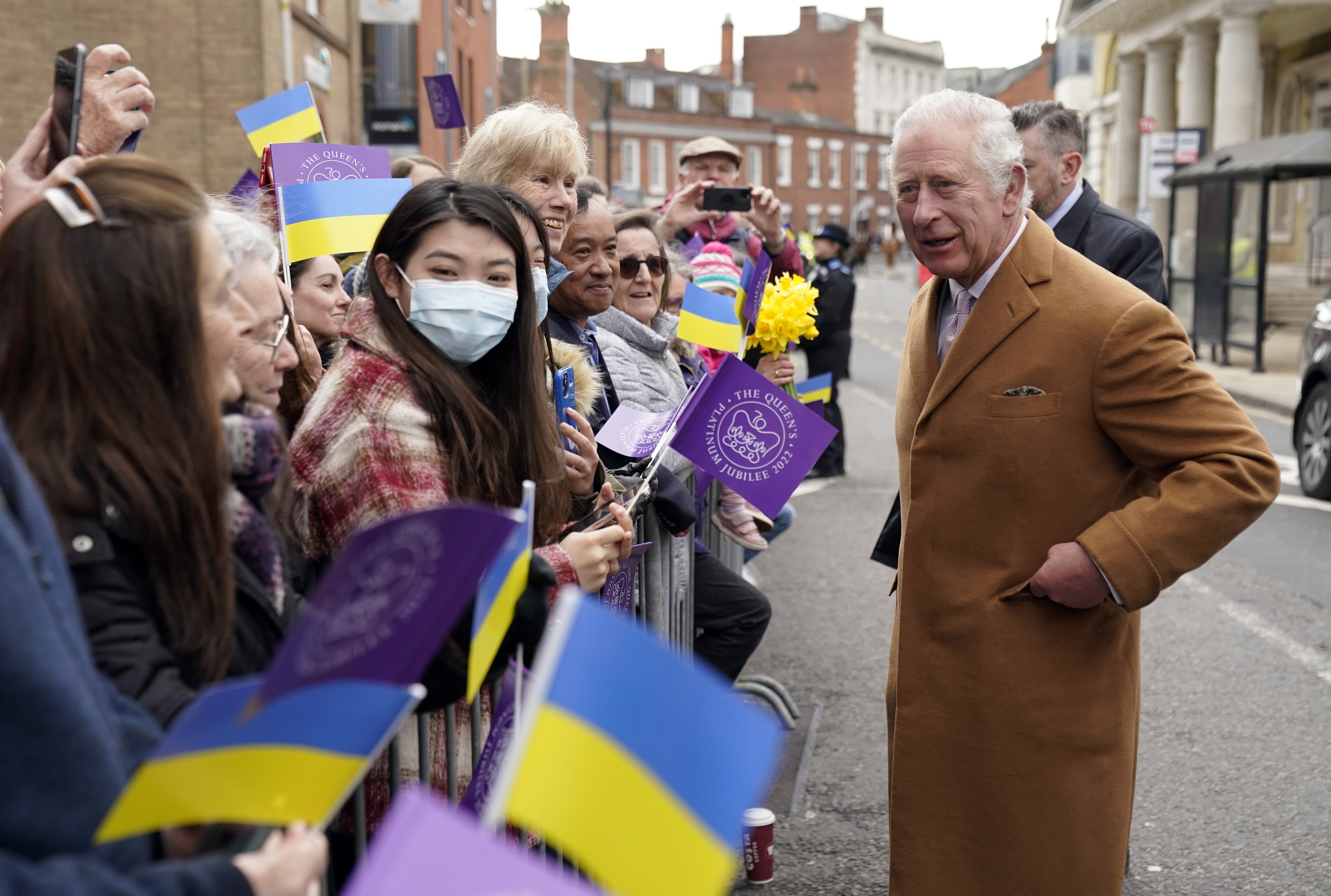 The Prince of Wales meets members of the public during a visit to Winchester (Andrew Matthews/PA)
