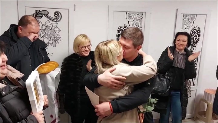 Ukrainian couple get married in Odesa bomb shelter as war rages outside