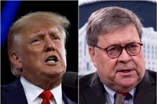 Trump got ‘very angry’ after hearing election fraud claims were ‘bulls***’, ex-attorney general Bill Barr says
