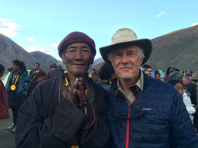 <p>William deBuys with a friend in the village of Tinje while trekking in Upper Dolpo, northwestern <a href="/topic/nepal">Nepal</a> with the Nomads Clinic medical mission</p>