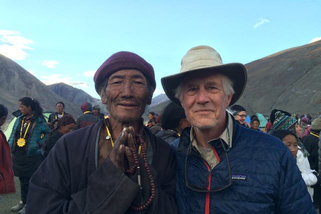 <p>William deBuys with a friend in the village of Tinje while trekking in Upper Dolpo, northwestern <a href="/topic/nepal">Nepal</a> with the Nomads Clinic medical mission</p>