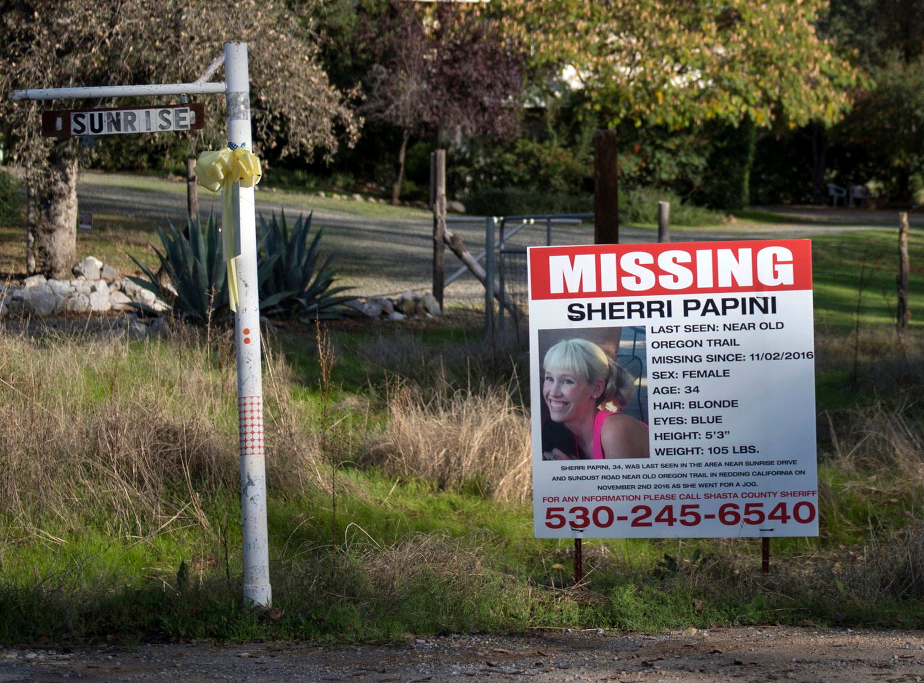 A sign in Shasta County in 2016 appeals for information about Sherri Papini