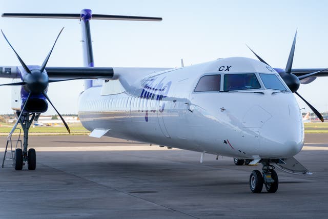 <p>Ready to go? A Q400 aircraft in the new colours of Flybe</p>