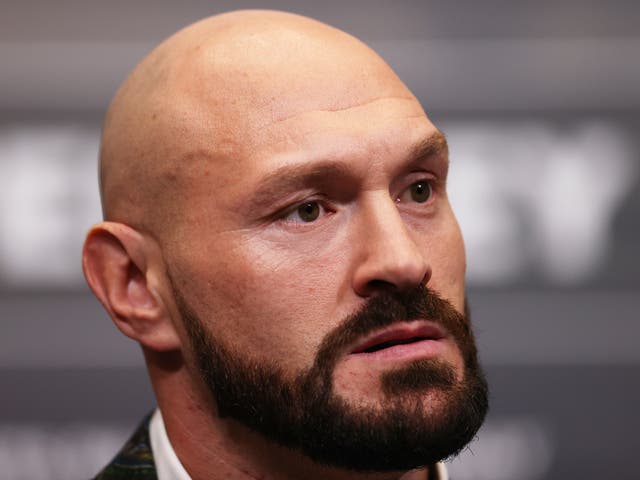 <p>WBC heavyweight champion Tyson Fury at a press conference in March</p>