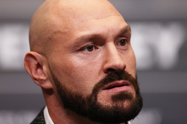 <p>WBC heavyweight champion Tyson Fury at a press conference in March</p>