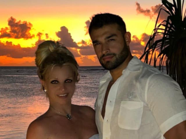 <p>Britney Spears and Sam Asghari</p>