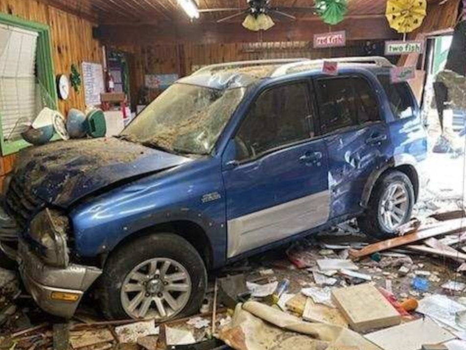 An SUV that crashed into the Great Adventures Christian Preschool in Anderson, north California