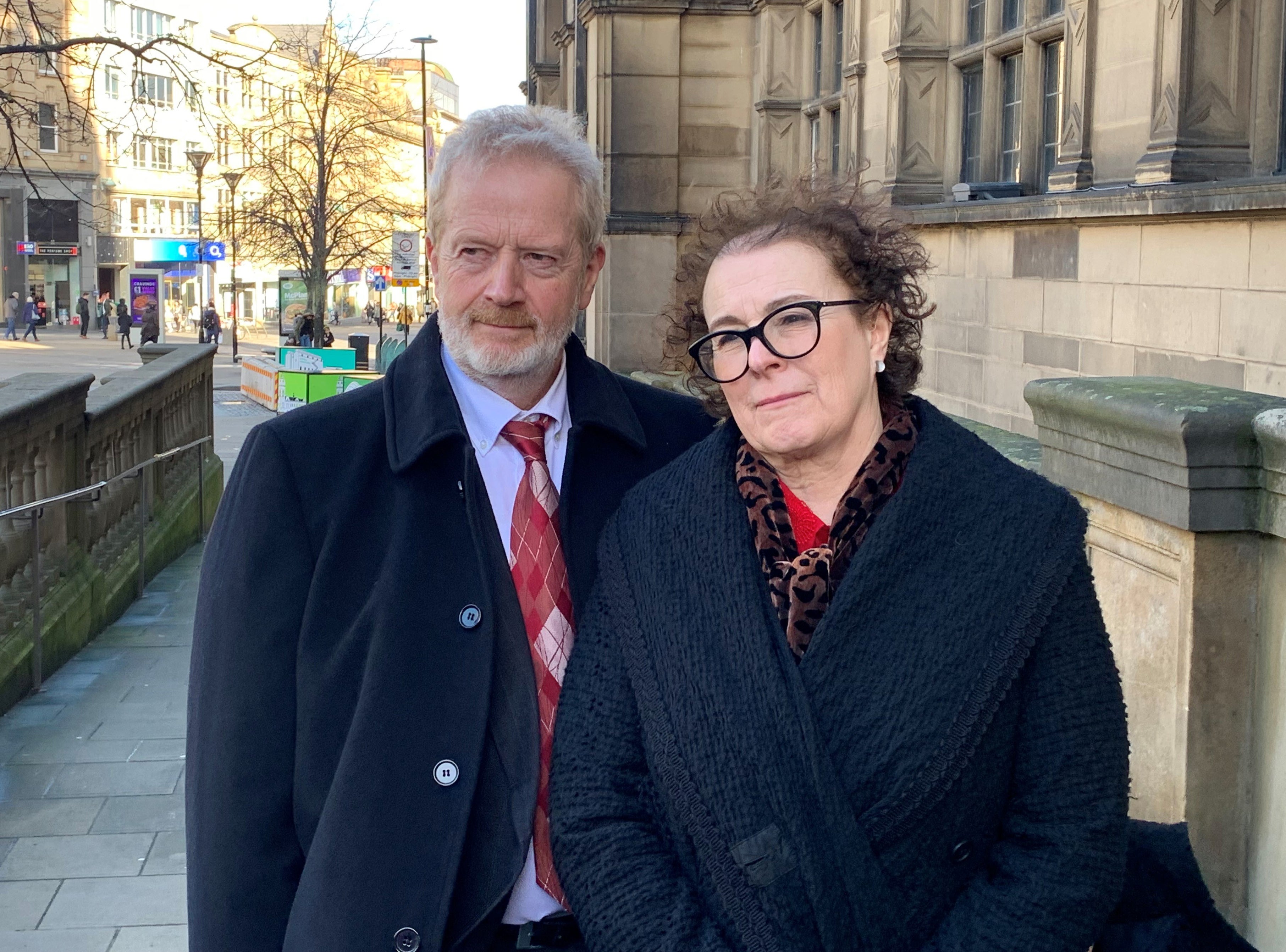 Charles and Liz Ritchie outside Sheffield Town Hall for the inquest into the death of their son Jack (Dave Higgens/PA)