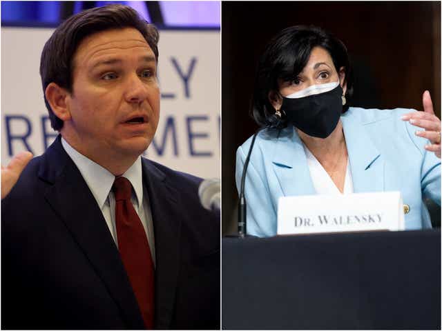 <p>CDC Director Rochelle Walensky has rebuked Ron DeSantis for telling teens to remove their masks</p>