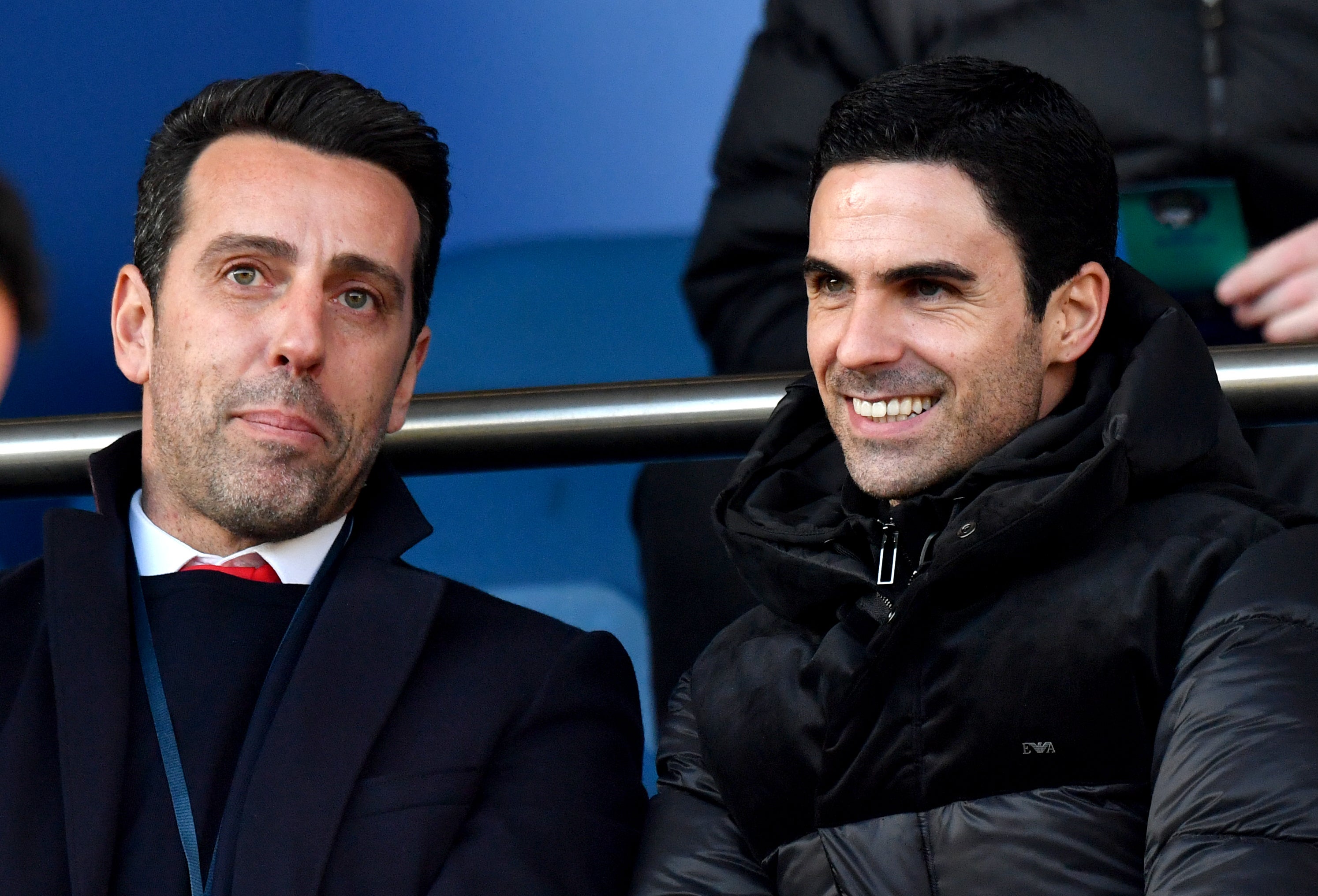 Arsenal manager Mikel Arteta, right, with technical director Edu (Anthony Devlin/PA)