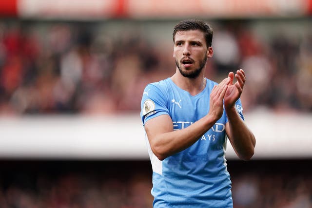 Manchester City defender Ruben Dias faces four to six weeks out with a hamstring injury (John Walton/PA)
