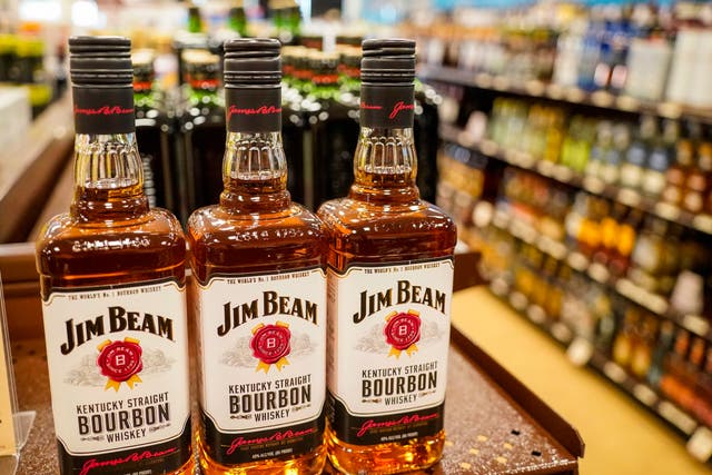 <p>Bottles of bourbon on sale at a Pennsylvania fine wine and spirits store</p>