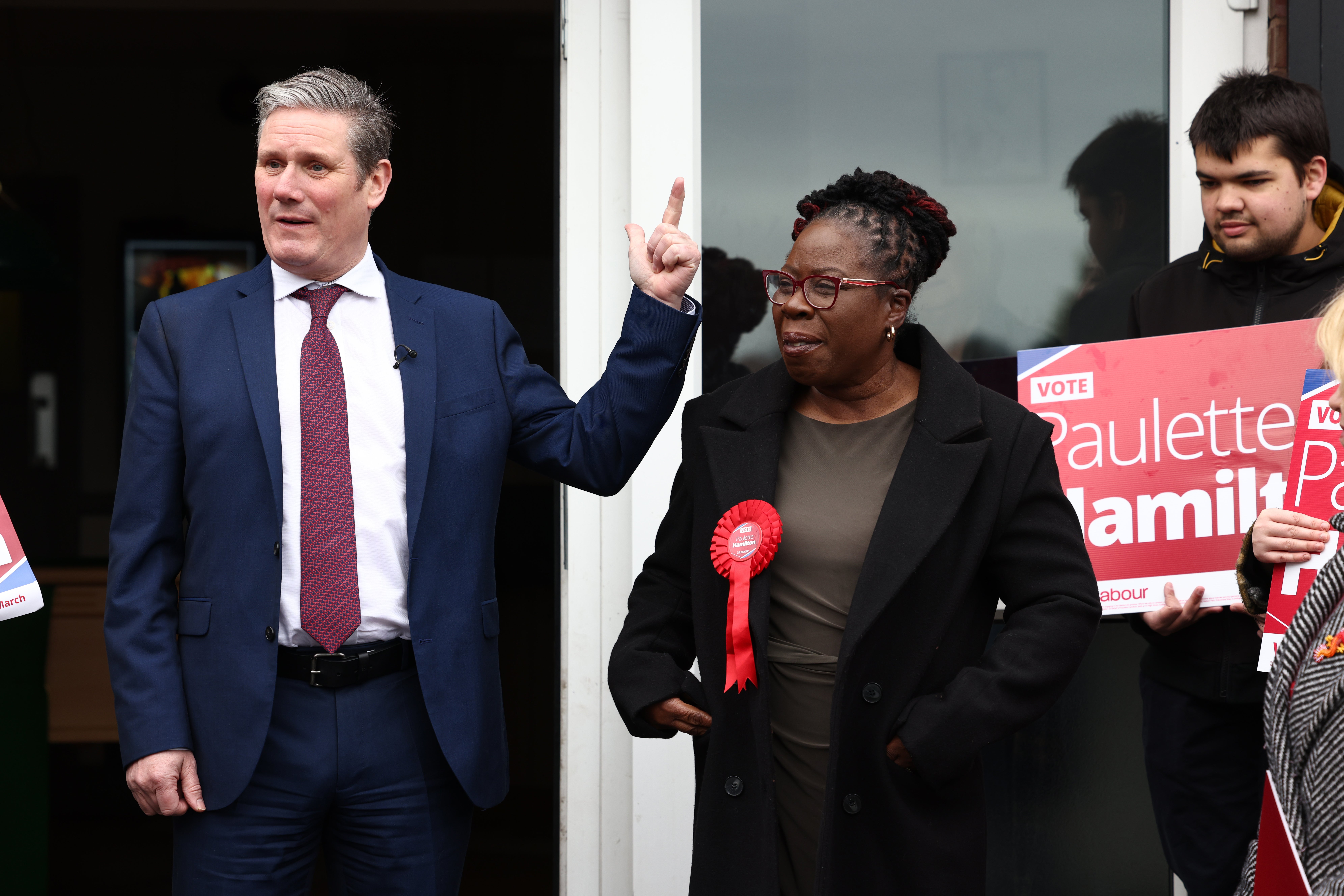 Keir Starmer joins Labour’s newest MP Paulette Hamilton after she won the Birmingham Erdington by-election on 4 March 2022
